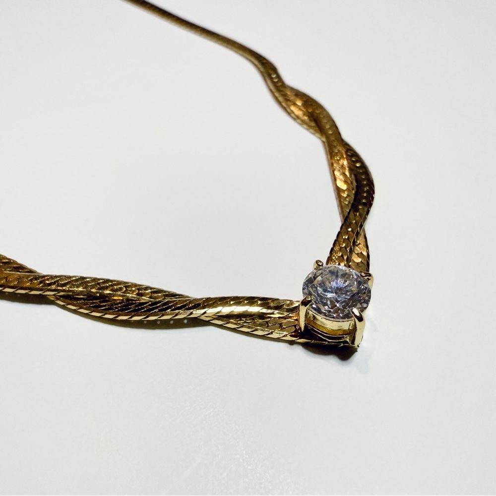 CZ Gold Tone Necklace - Vintage